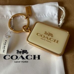 Coach Cream and Gold-tone Enamel Keychain Charm